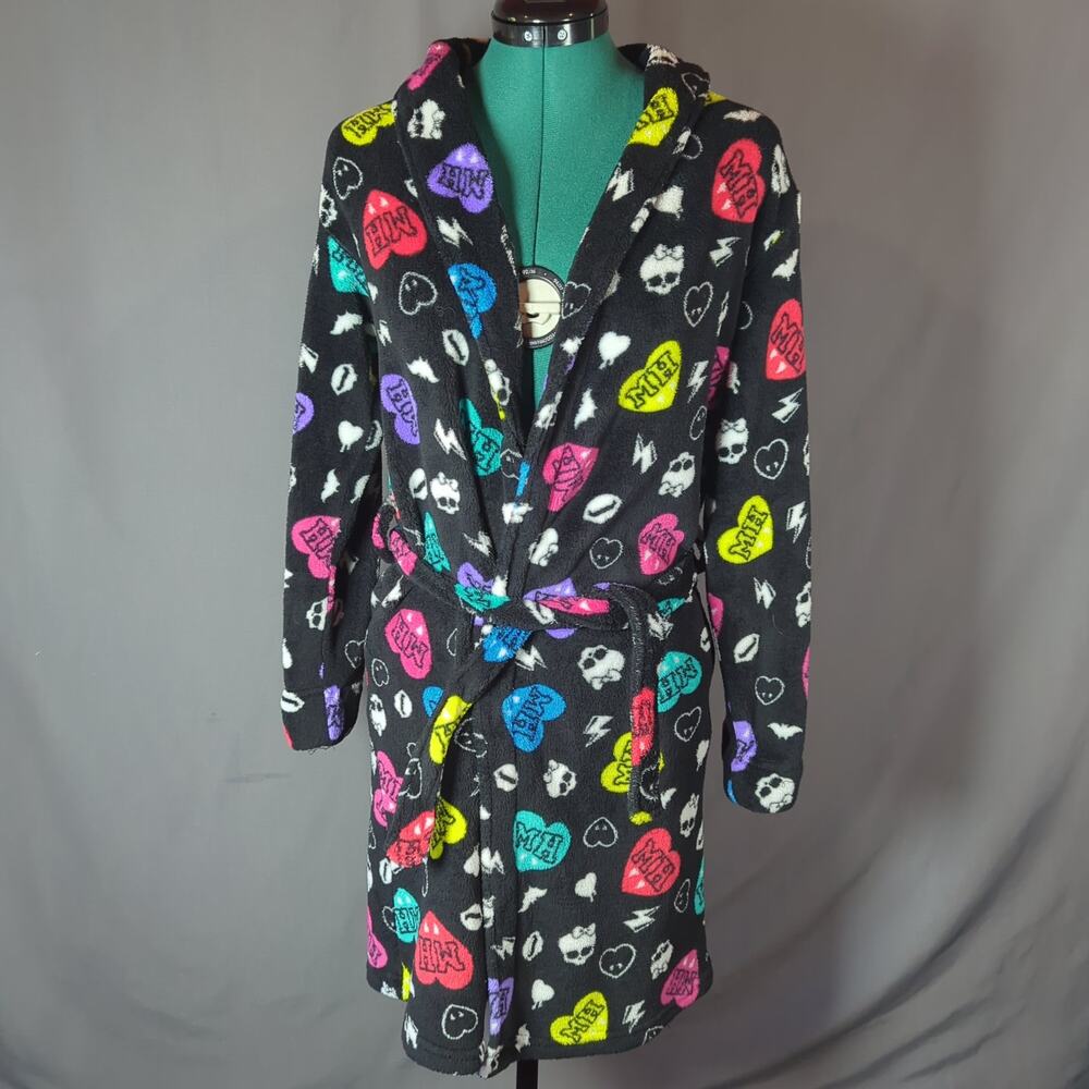 Monster High 2014 Mattel Fleece Hooded Robe XL 14/16 Colorful Skull